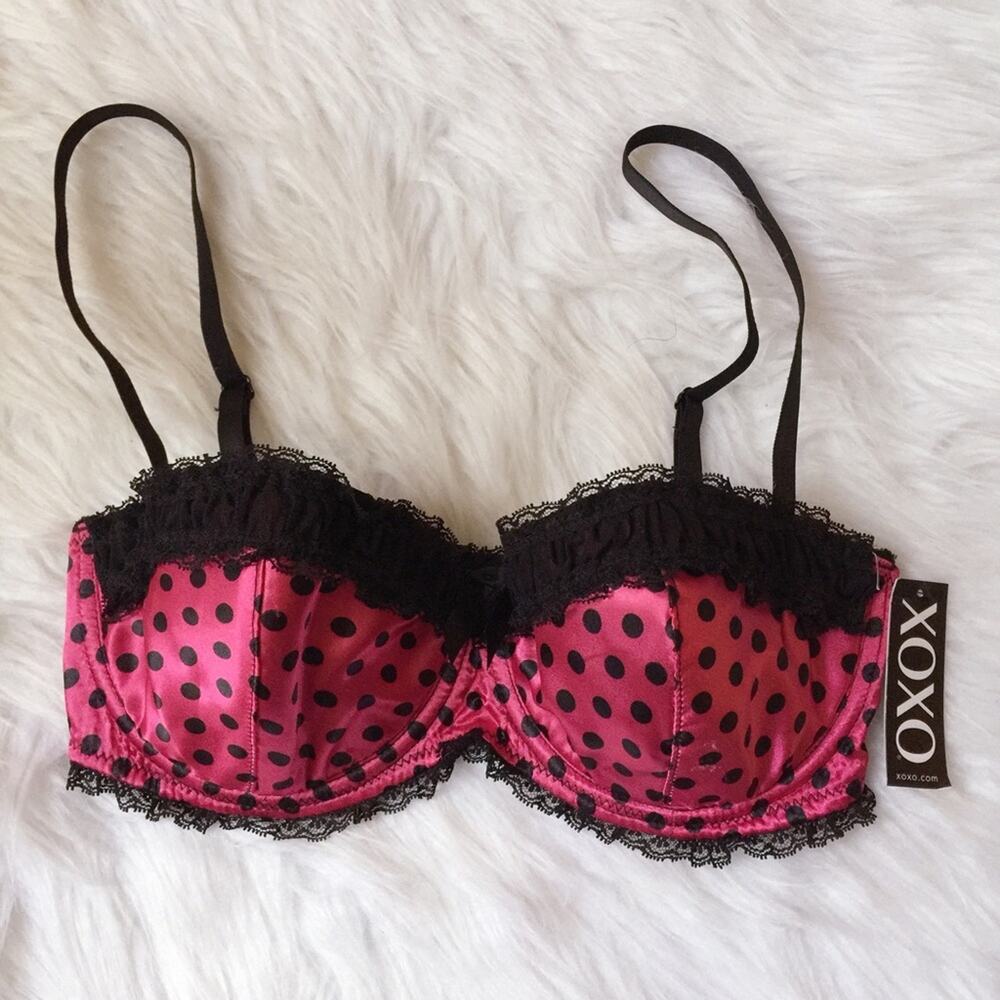 NWT XOXO dot pink satin bra.--BA4